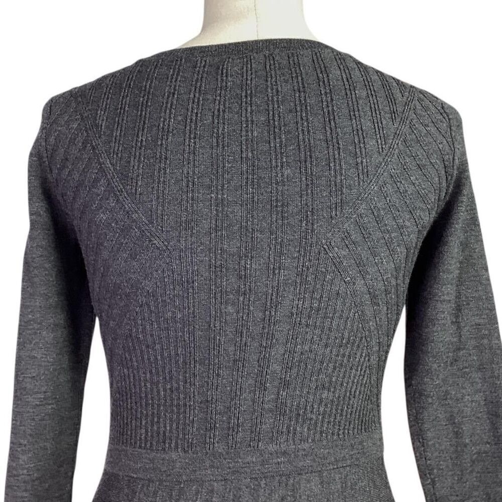 Talbots Sweater Dress Women XS Gray Merino Wool 3/4 Sleeve Fit Flare Pullover - Picture 6 of 7